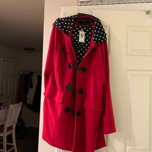 Last years torrid red with black and white polka dots lining.